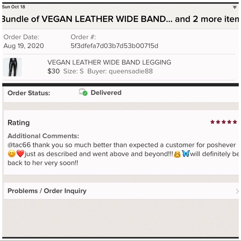 VEGAN LEATHER WIDE WAIST BAND LEGGING - Picture 7 of 9